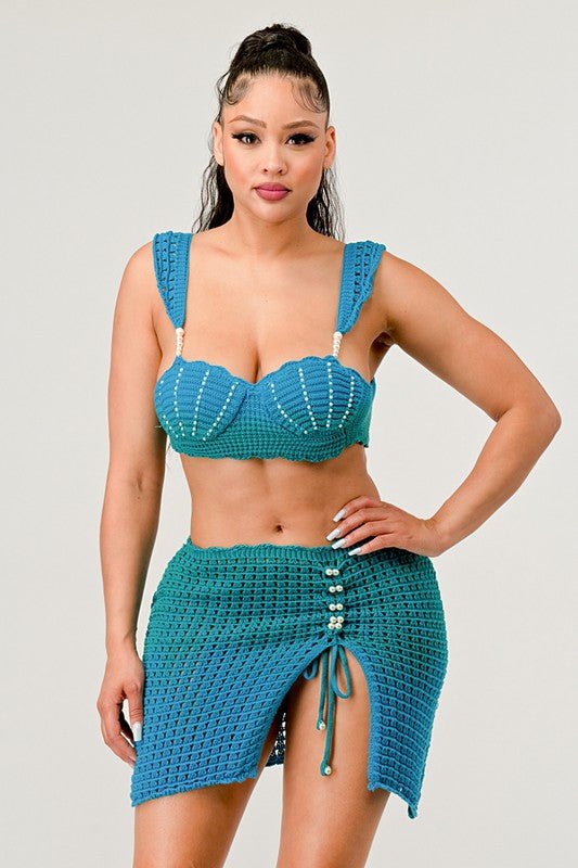 LITTLE MERMAID PERAL ADORABLE TWO PCS KNIT SET - KOKOTETE