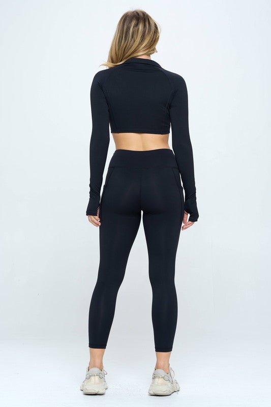 Long Sleeve Activewear Set Top and Leggings - KOKOTETE