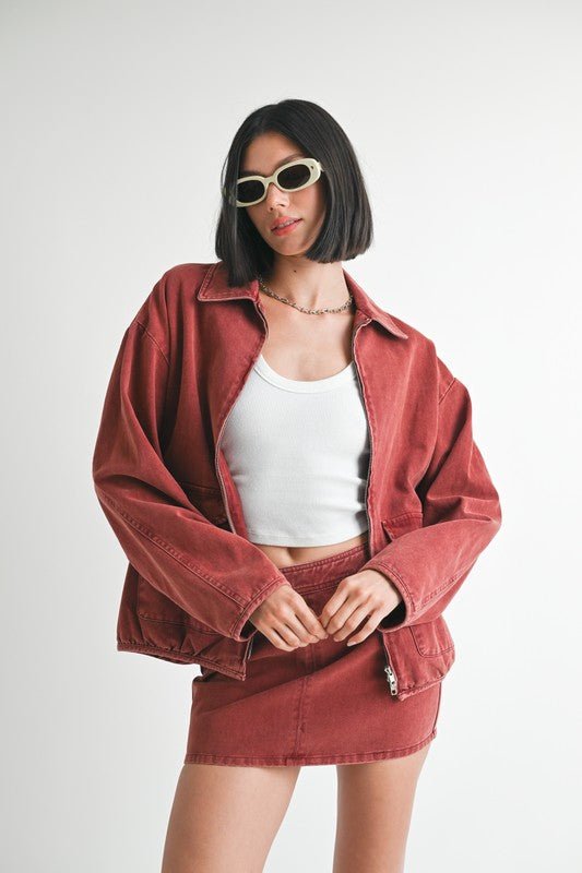 LONG SLEEVE COLLARED DENIM JACKET - KOKOTETE