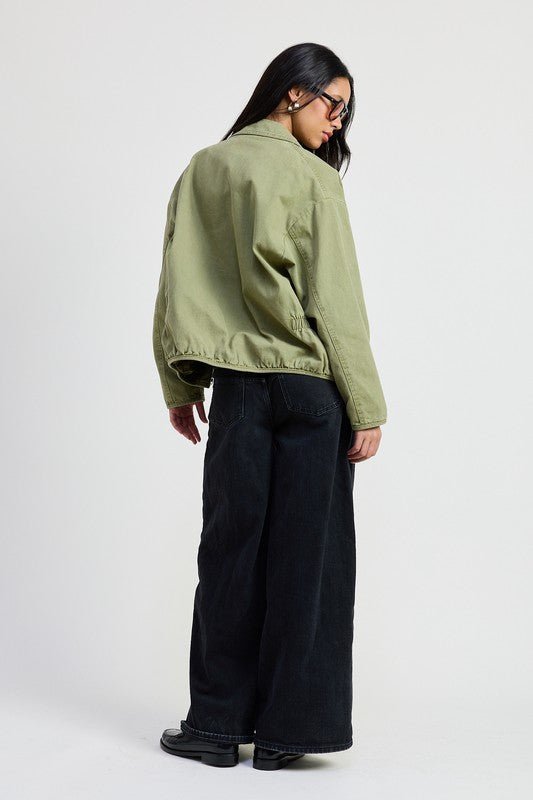 LONG SLEEVE COLLARED DENIM JACKET - KOKOTETE