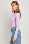 Long Sleeve Round Neck Ribbed Bodysuit - KOKOTETE