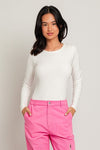 Long Sleeve Round Neck Ribbed Bodysuit - KOKOTETE