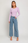 Long Sleeve Round Neck Ribbed Bodysuit - KOKOTETE