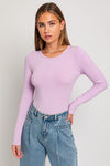 Long Sleeve Round Neck Ribbed Bodysuit - KOKOTETE