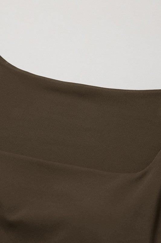 Long sleeves square collar cropped top - KOKOTETE