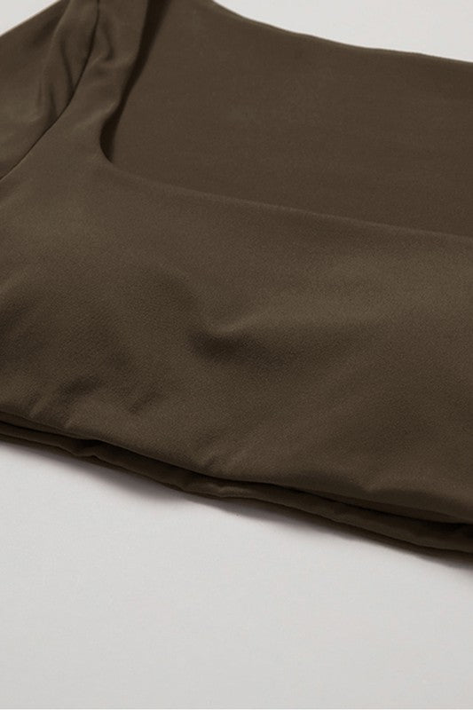 Long sleeves square collar cropped top - KOKOTETE