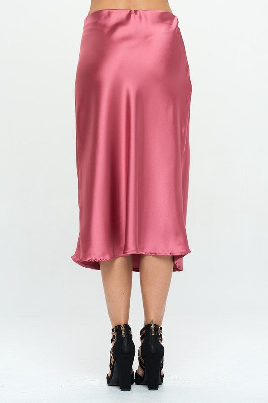 Made in USA Solid Satin Midi Skirt - KOKOTETE