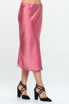 Made in USA Solid Satin Midi Skirt - KOKOTETE