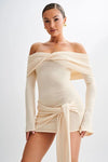 MINI BEGE SUMMER KNIT DRESS - KOKOTETE