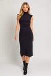 Mock Neck Sweater Midi Dress - KOKOTETE