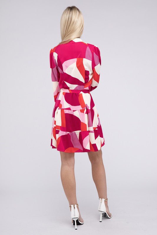 Notched neck Belted Dress - KOKOTETE