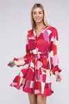 Notched neck Belted Dress - KOKOTETE