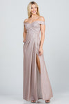 Off the shoulder glittery jacquard gathered gown - KOKOTETE