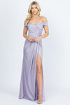 Off the shoulder glittery jacquard gathered gown - KOKOTETE