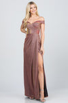 Off the shoulder glittery jacquard gathered gown - KOKOTETE