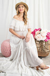 Off the Shoulder Ruffle Maxi Dress - KOKOTETE