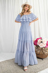 Off the Shoulder Ruffle Maxi Dress - KOKOTETE