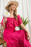 Off the Shoulder Ruffle Maxi Dress - KOKOTETE