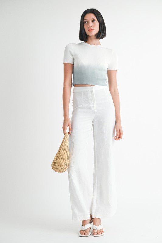 OMBRE CREW NECK CROPPED TOP - KOKOTETE