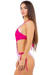 ONE PIECE OMBRE SIDE TIED HALTER NECKLINE SWIMSUIT - KOKOTETE
