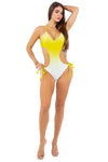 ONE PIECE OMBRE SIDE TIED HALTER NECKLINE SWIMSUIT - KOKOTETE