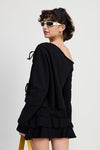 ONE SHOULDER FRENCH TERRY TOP WITH CUTOUT DETAIL - KOKOTETE