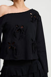 ONE SHOULDER FRENCH TERRY TOP WITH CUTOUT DETAIL - KOKOTETE