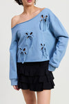 ONE SHOULDER FRENCH TERRY TOP WITH CUTOUT DETAIL - KOKOTETE