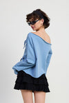 ONE SHOULDER FRENCH TERRY TOP WITH CUTOUT DETAIL - KOKOTETE
