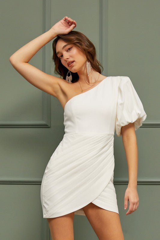 One Shoulder Ruffle Dress - KOKOTETE