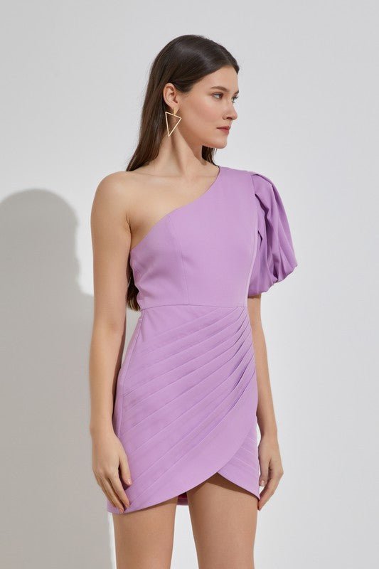 One Shoulder Ruffle Dress - KOKOTETE