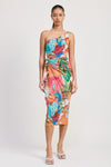 ONE SHOULDER WRAPPED MIDI DRESS - KOKOTETE