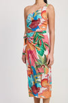 ONE SHOULDER WRAPPED MIDI DRESS - KOKOTETE
