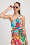 ONE SHOULDER WRAPPED MIDI DRESS - KOKOTETE