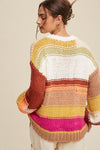 Open Mixed Knit Slouchy Hand Crochet Sweater - KOKOTETE