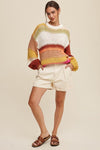 Open Mixed Knit Slouchy Hand Crochet Sweater - KOKOTETE