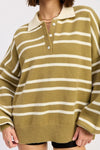 OVERSIZED STRIPE COLLAR SWEATER - KOKOTETE