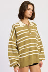 OVERSIZED STRIPE COLLAR SWEATER - KOKOTETE