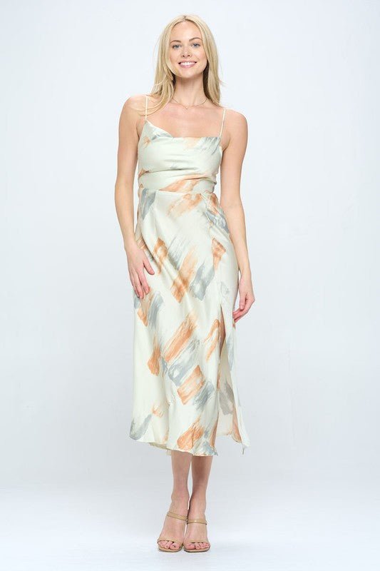 Paint Stroke Midi Slip Dress - KOKOTETE