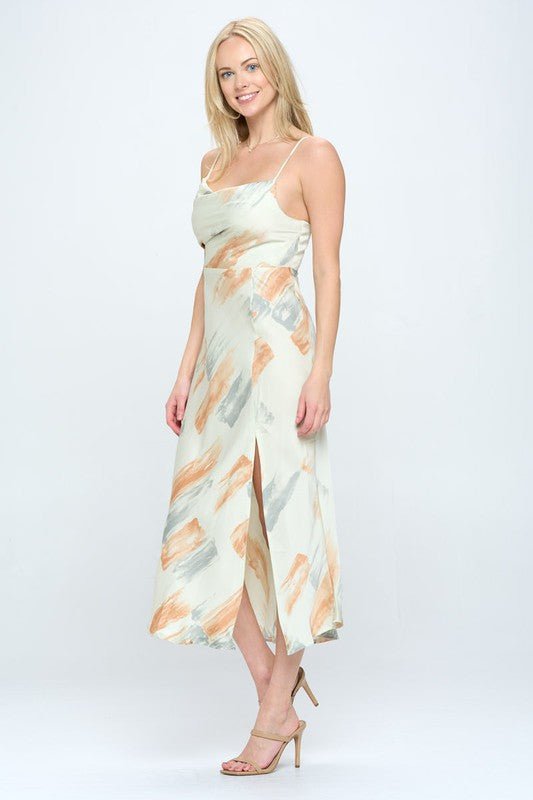 Paint Stroke Midi Slip Dress - KOKOTETE