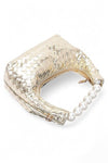 Pearl Handle Metallic Small Convertible Clutch Bag - KOKOTETE