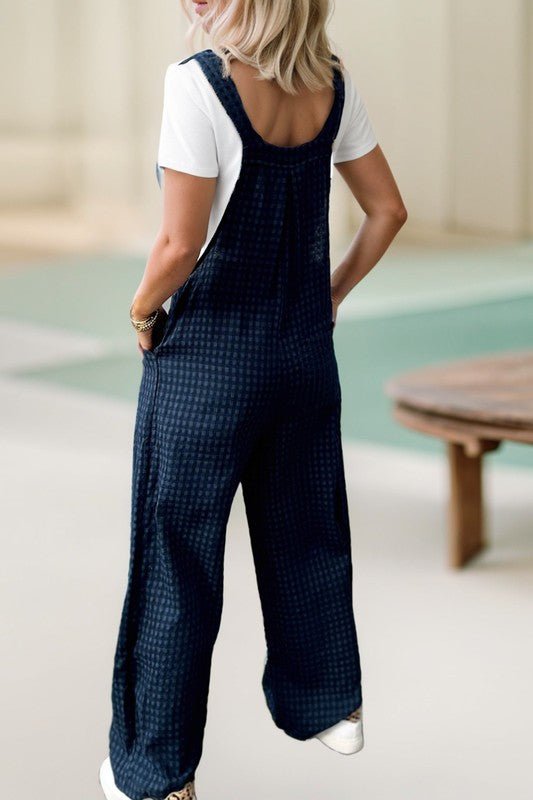 Plaid Print Buttoned Pocketed High Waist Overall - KOKOTETE