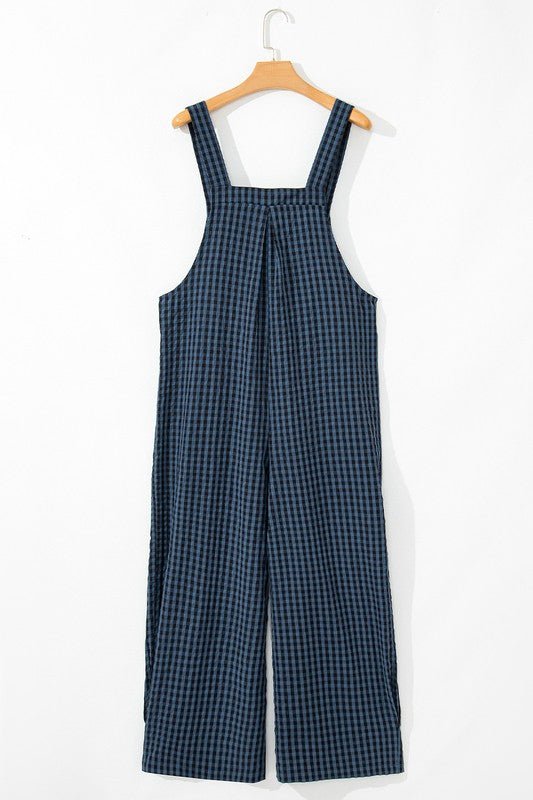 Plaid Print Buttoned Pocketed High Waist Overall - KOKOTETE