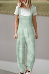 Plaid Print Buttoned Pocketed High Waist Overall - KOKOTETE