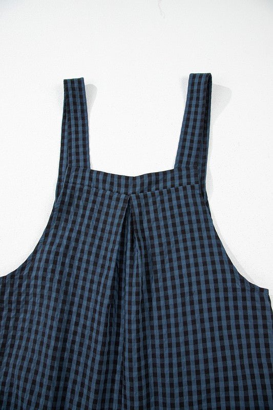 Plaid Print Buttoned Pocketed High Waist Overall - KOKOTETE