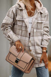 Plaid Removable Hood Buttoned Shacket - KOKOTETE