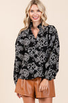 Plus Paisley Eyelet Laced Button - Up Blouse - KOKOTETE