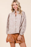 Plus Paisley Eyelet Laced Button - Up Blouse - KOKOTETE