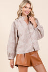 Plus Paisley Eyelet Laced Button - Up Blouse - KOKOTETE