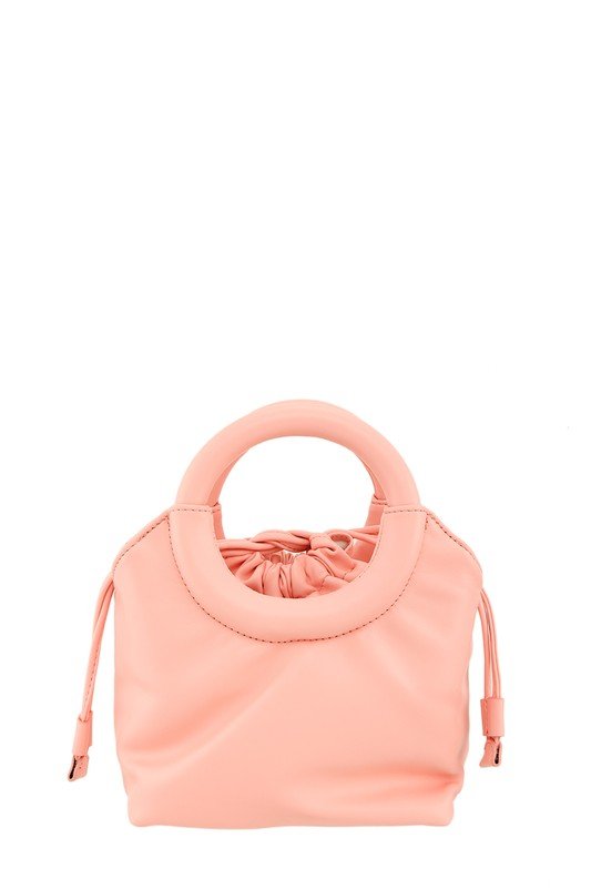 Pocket Round Handle Pu Leather Bag - KOKOTETE